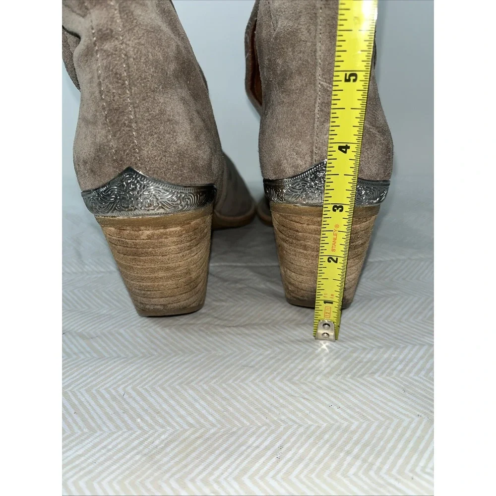 Jeffrey Campbell Women Cromwell Taupe Suede Leather Western Cut Out Bootie Sz 10